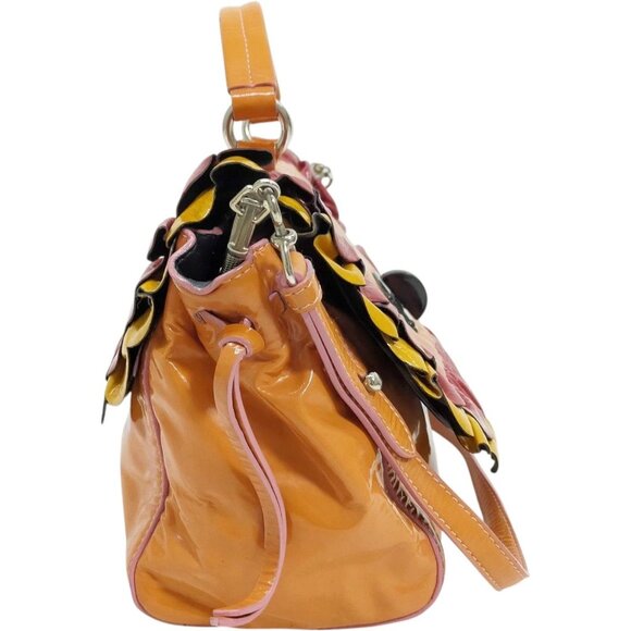 (L4) Miu Miu Crossbody Bag Orange Patent Leather - Picture 2 of 9